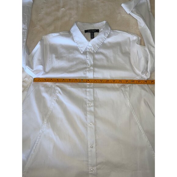 Ellen Tracy White Button-Down‎ Tunic Blouse Long Sleeve Flowy Shirt S - Picture 5 of 7